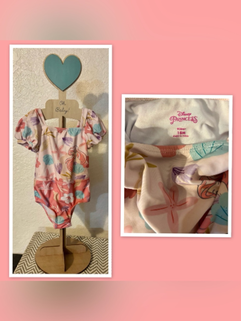 Ariel "The Little Mermaid" One-Piece Swimsuit ~ Size 18 Months